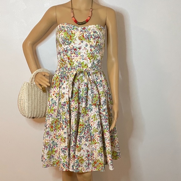 ABS Allen Schwartz Dresses & Skirts - girly floral corset strapless fit flare dress!